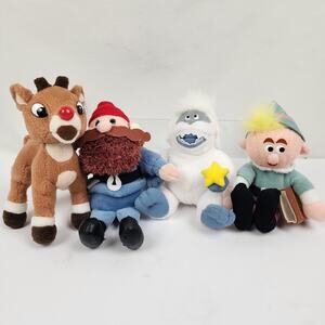 Lot of 4 Prestige Hanging Plush Rudolph & Misfit Toy Hermey Cornelius Abdominal